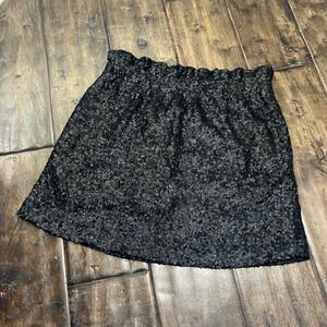Joe Fresh XS Mini Skirt Black Sequin Wide Elastic‎ Waistband Party Cocktail